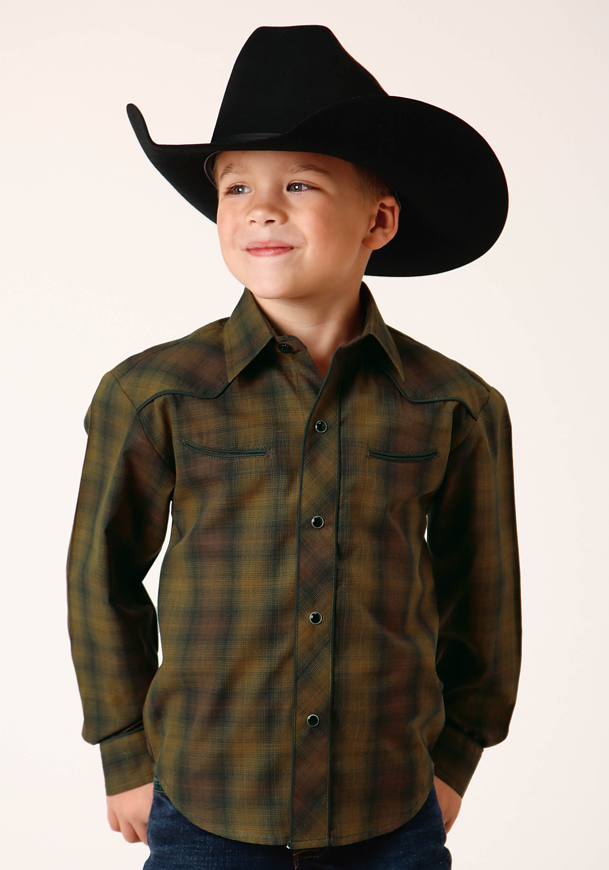 boys gold dress shirt Kids Black and Gold Lurex Stripe Western Dress Shirt, L