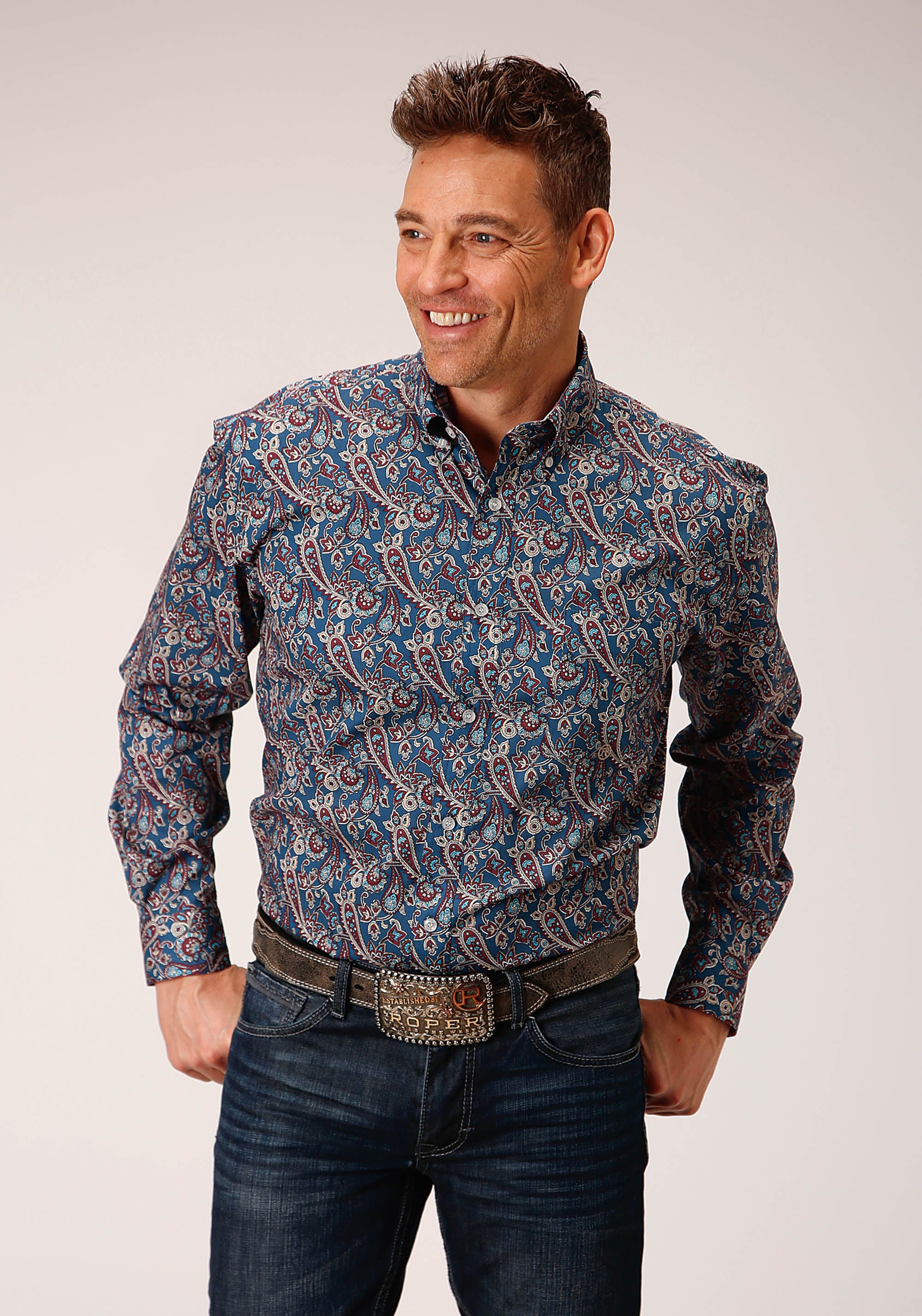 Roper 2500 Saltillo Foulard (Rust) - Men's Western Shirt