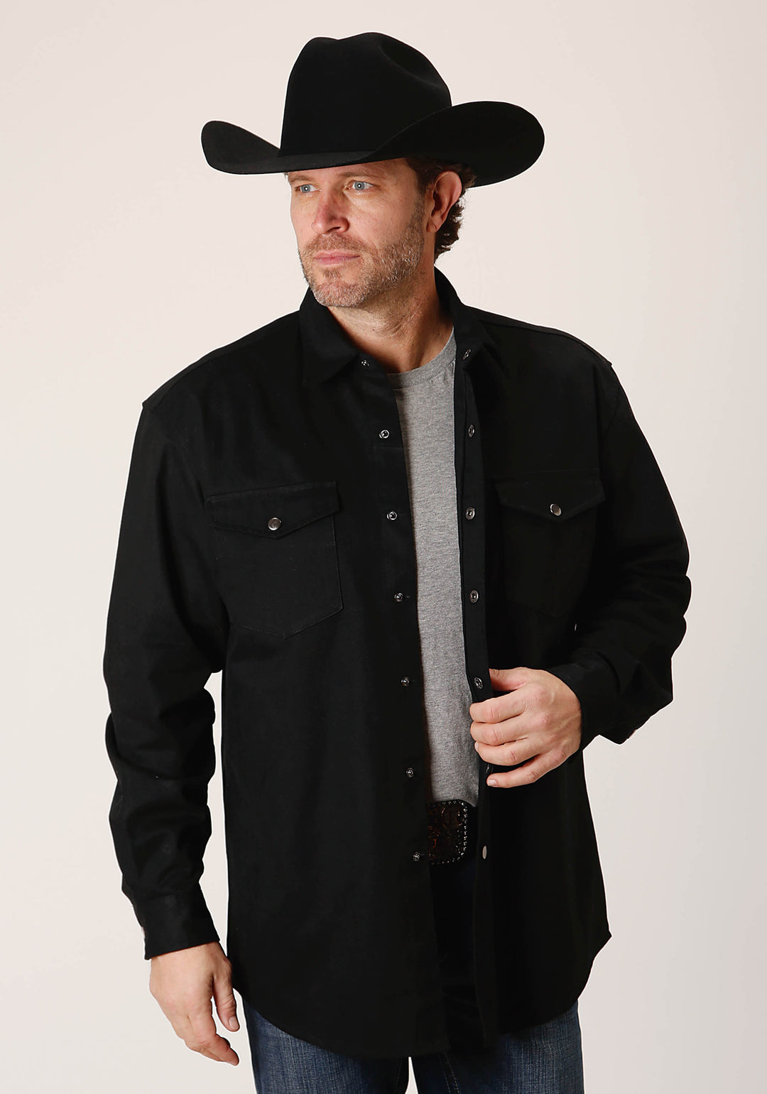 MENS LONG SLEEVE SNAP BRUSHED TWILL TAN WESTERN SHIRT