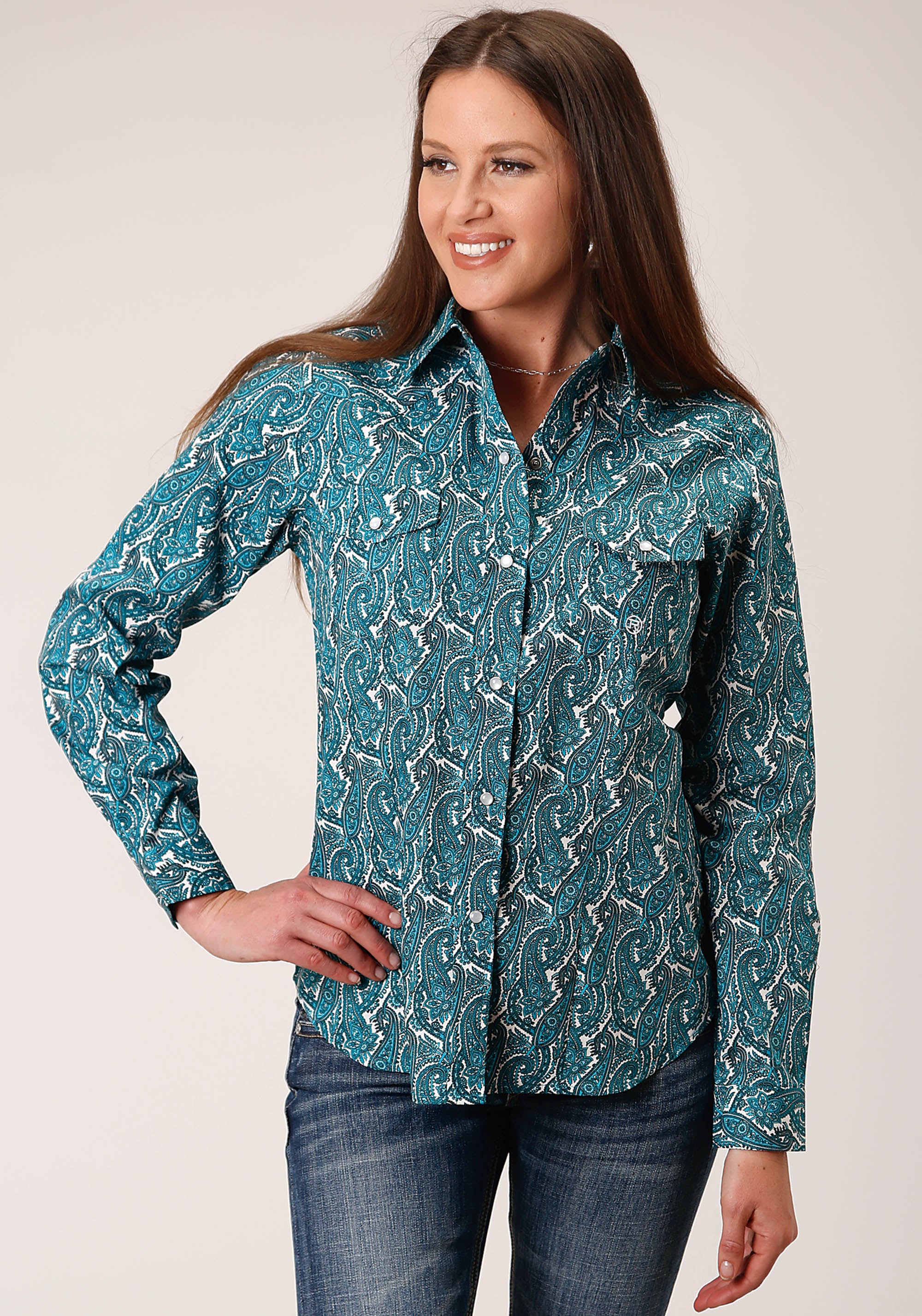 Womens Long Sleeve Snap Upstream Paisley Western Shirt – Roper