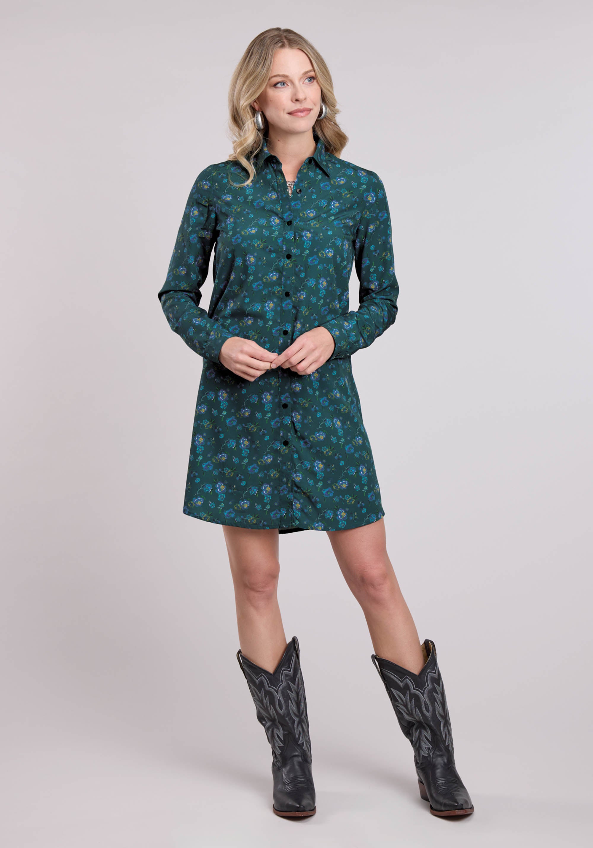 teal long sleeve dress Roper Womens Button Poly Crepe Faux Embroidered L The Nobodys Child Ava Color:navy/multi Women's Dennie Strappy Leather Alteration services