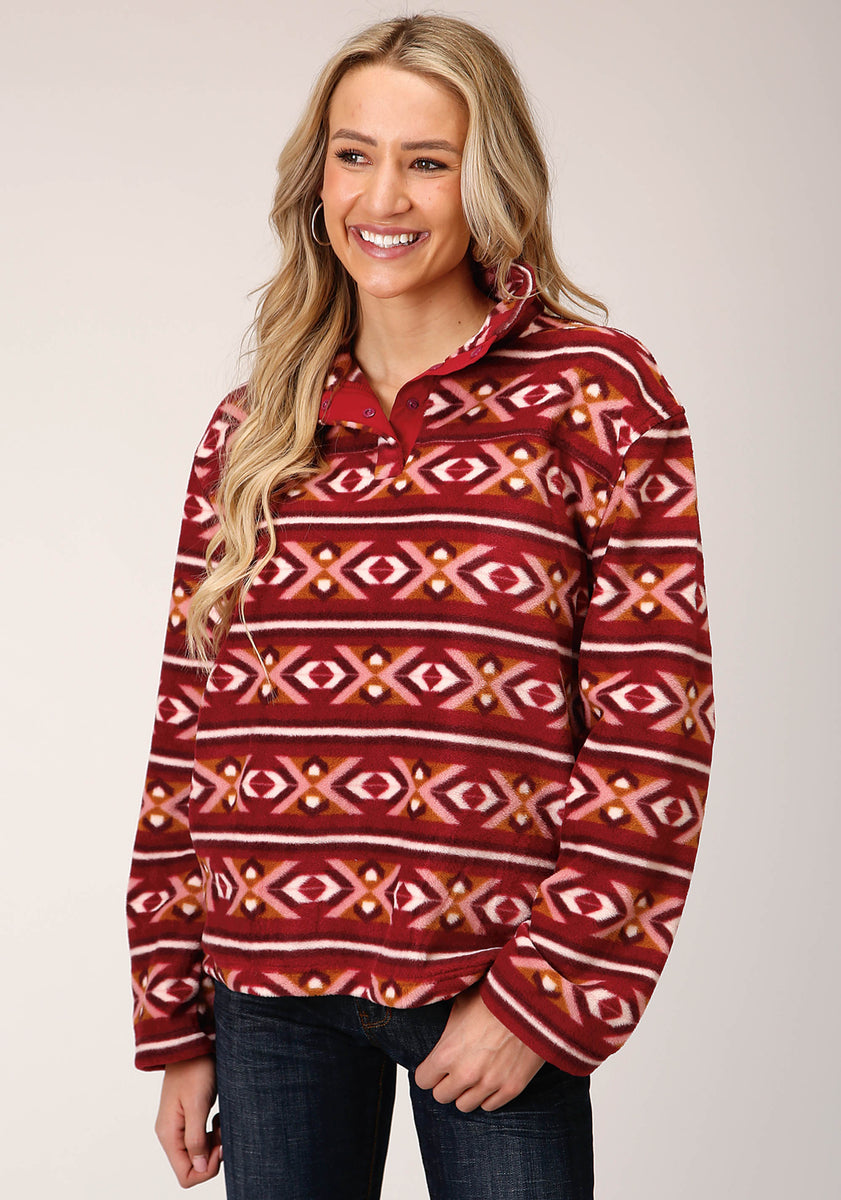 Aztec print fleece pullover best sale