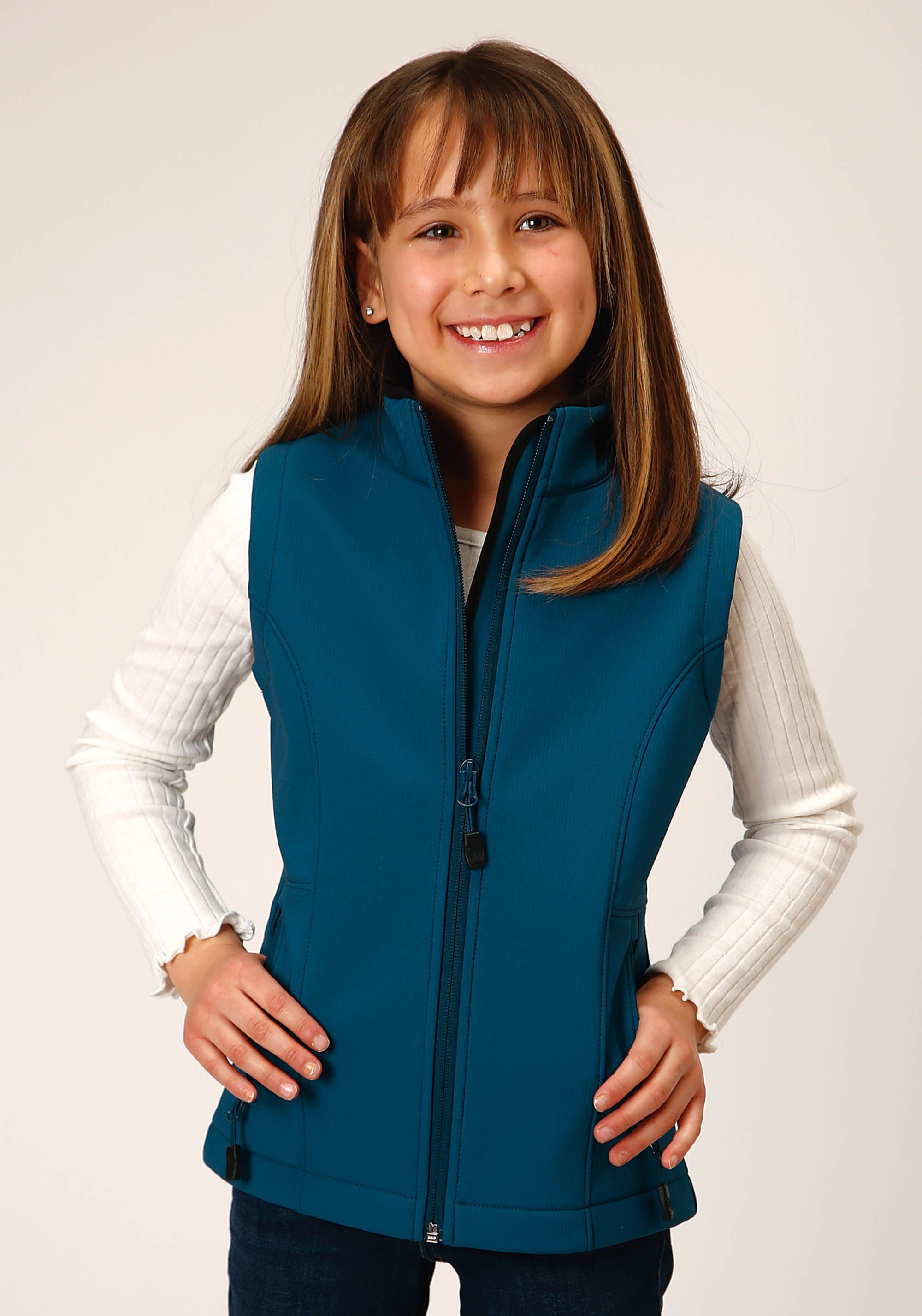 Girls Deep Teal Grid Soft Shell Tech Vest – Roper Apparel & Footwear