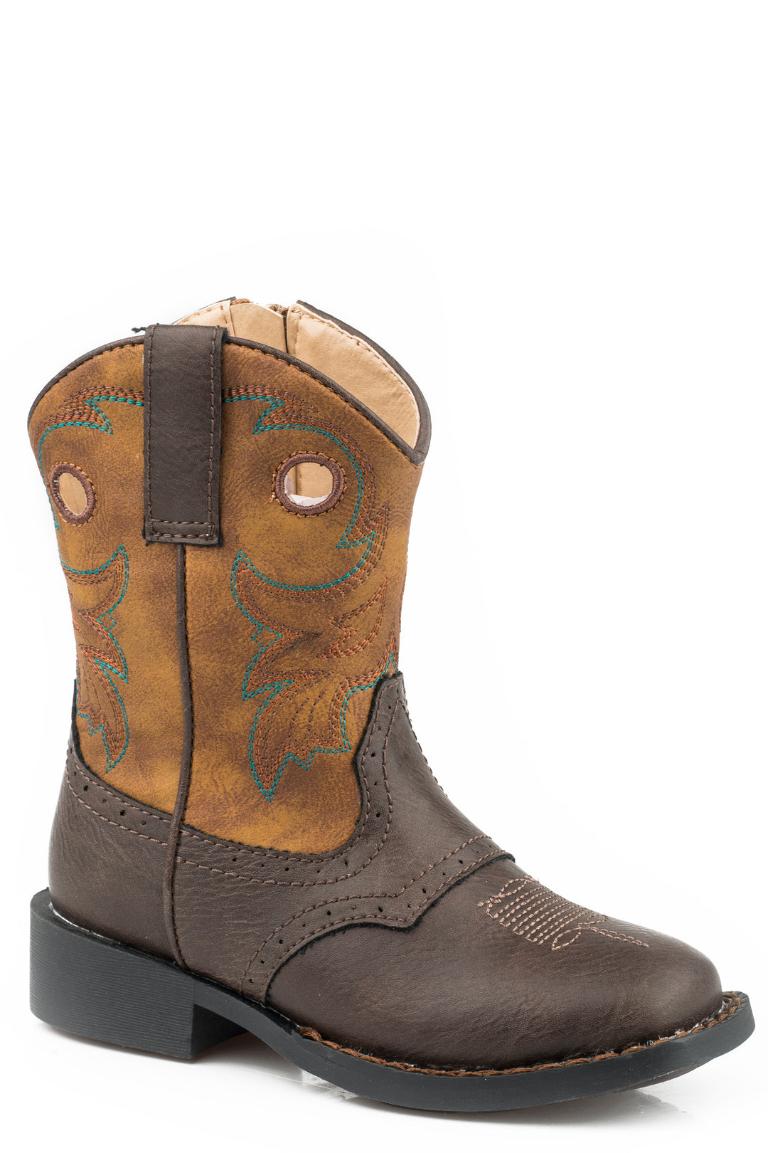BOYS TODDLER TUMBLED BROWN VAMP WITH SADDLE VAMP