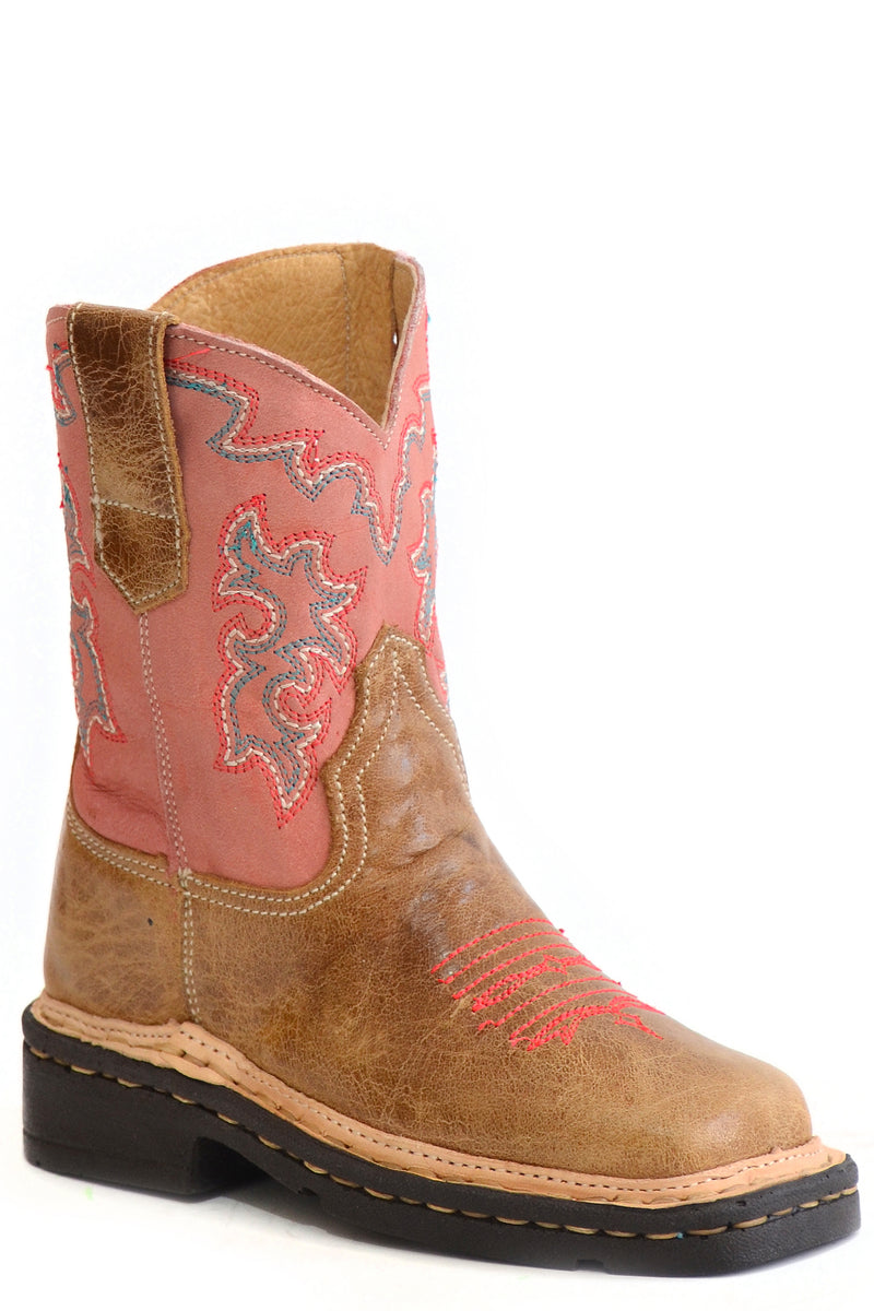 GIRLS TODDLER MARBLED TAN LEATHER VAMP Roper Apparel & Footwear