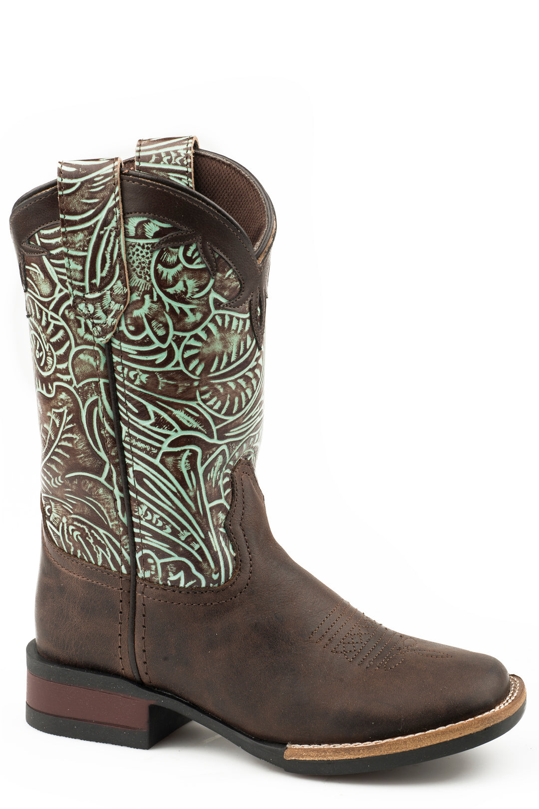 LITTLE GIRLS BROWN OILED LEATHER VAMP