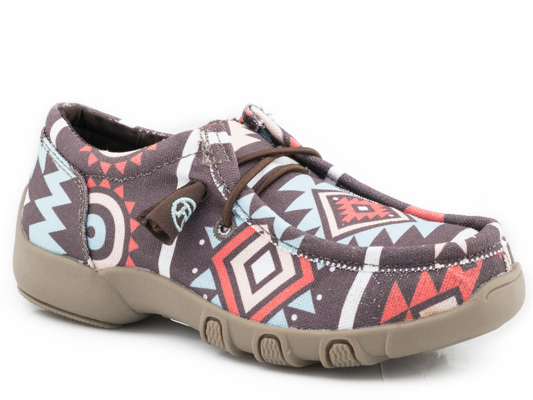 LITTLE GIRLS BROWN AZTEC CANVAS
