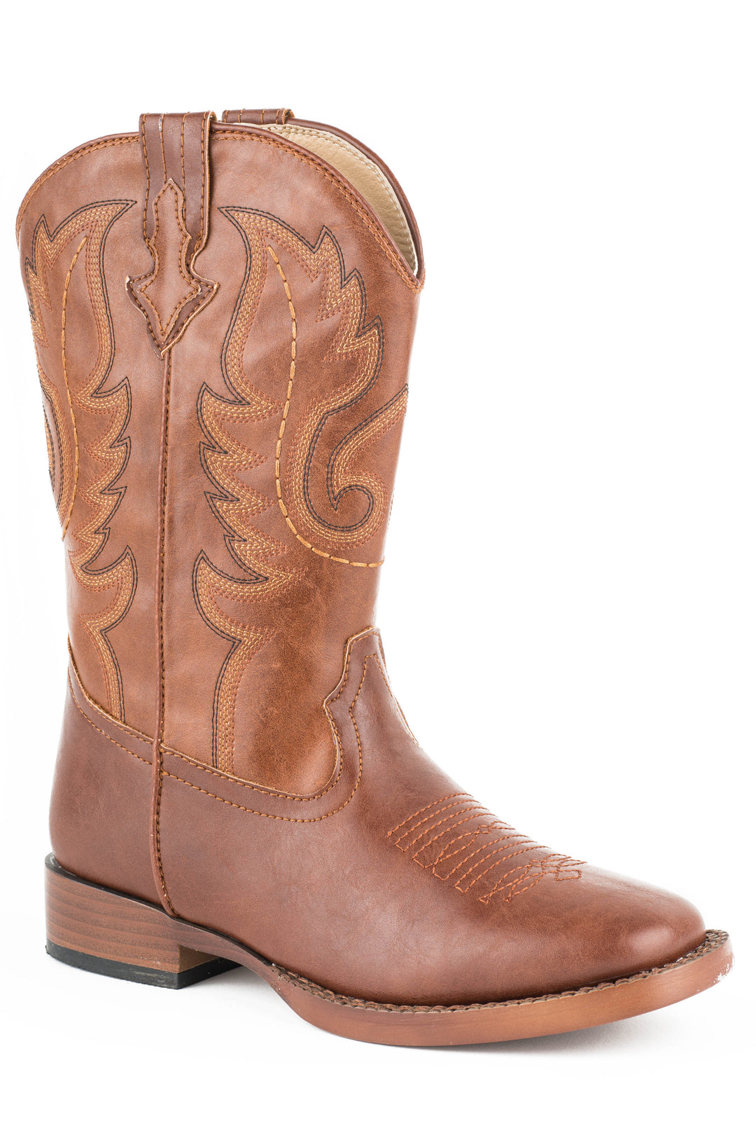LITTLE BOYS FAUX BROWN AND TAN LEATHER