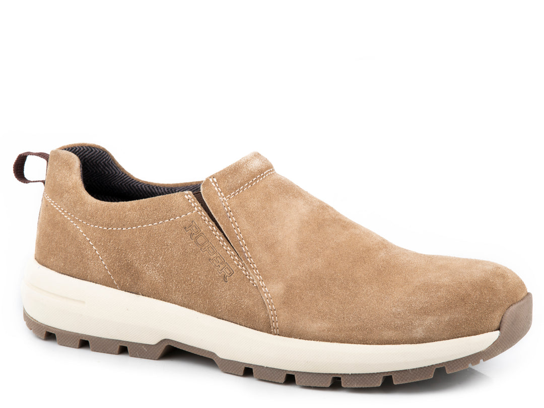MENS TAN COW SUEDE SLIPON