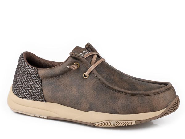 MENS BROWN FAUX LEATHER UPPER