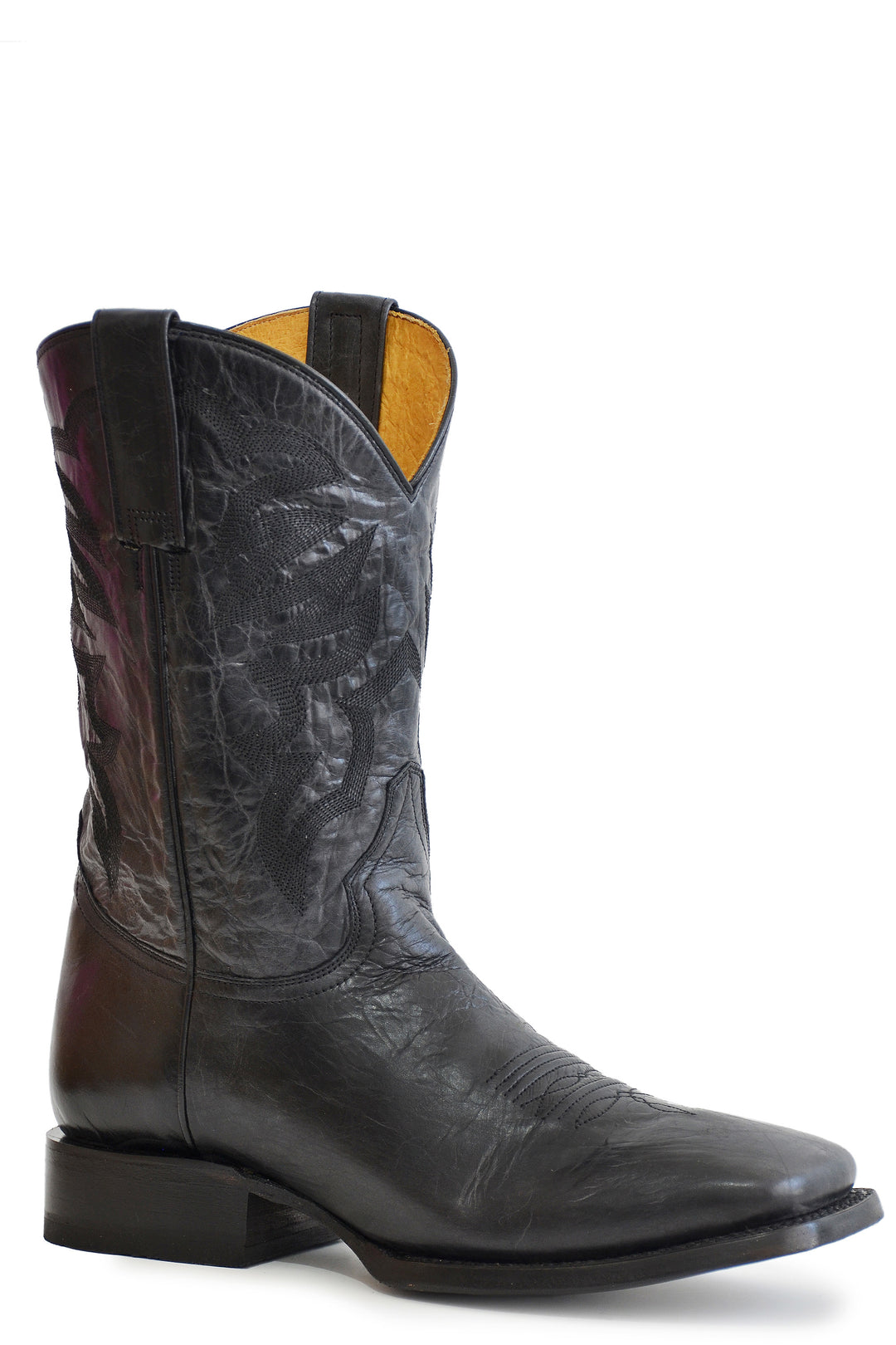 MENS MARBLED BLACK LEATHER VAMP AND SHAFT