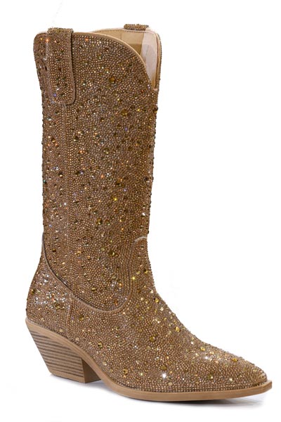 WOMENS TAN CRYSTAL VAMP AND SHAFT