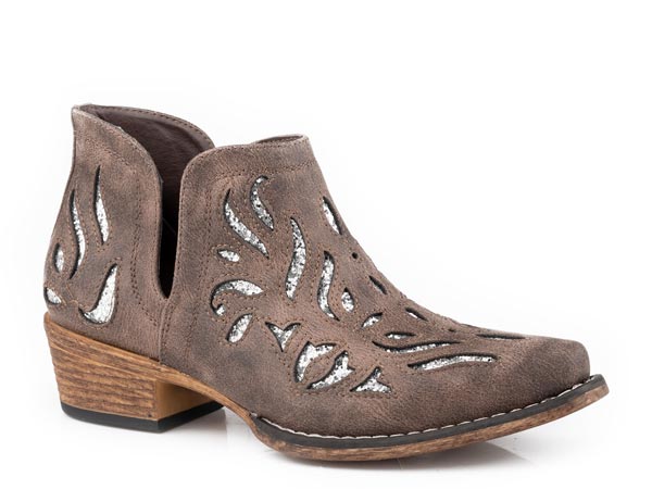 WOMENS SNIP TOE BROWN FAUX LEATHER