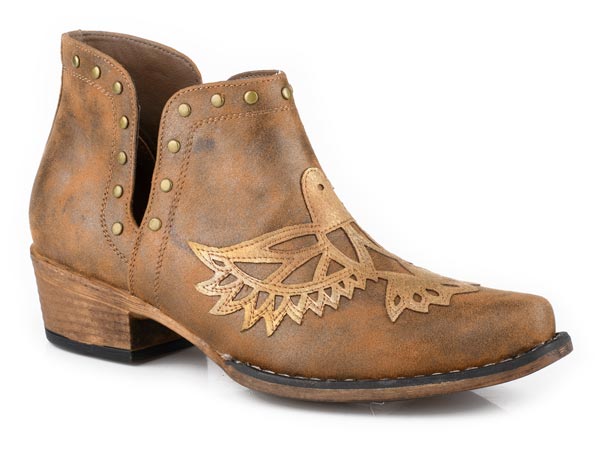 WOMENS SNIP TOE VINTAGE TAN FAUX LEATHER