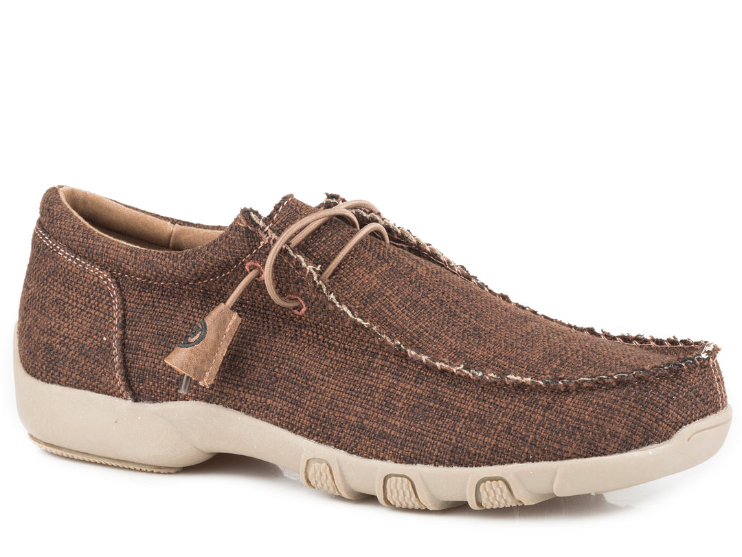 WOMENS BROWN TWEED FABRIC CHUKKA WITH TWO EYELETS ELASTIC LACES