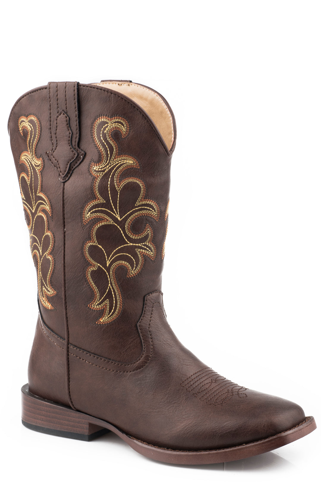 WOMENS BROWN TUMBLED FAUX LEATHER UPPER