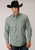 MENS LONG SLEEVE SNAP SOLID BROADCLOTH  DUSTY GREEN WESTERN SHIRT
