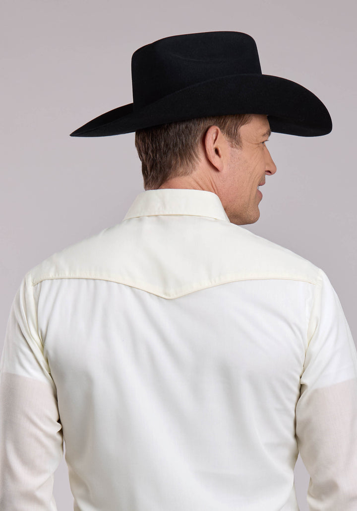 MENS ROPER SOLID WHITE LONG SLEEVE SNAP SHIRT