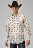 MENS LONG SLEEVE SNAP VINTAGE FLORAL WESTERN SHIRT