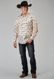 MENS LONG SLEEVE SNAP VINTAGE FLORAL WESTERN SHIRT