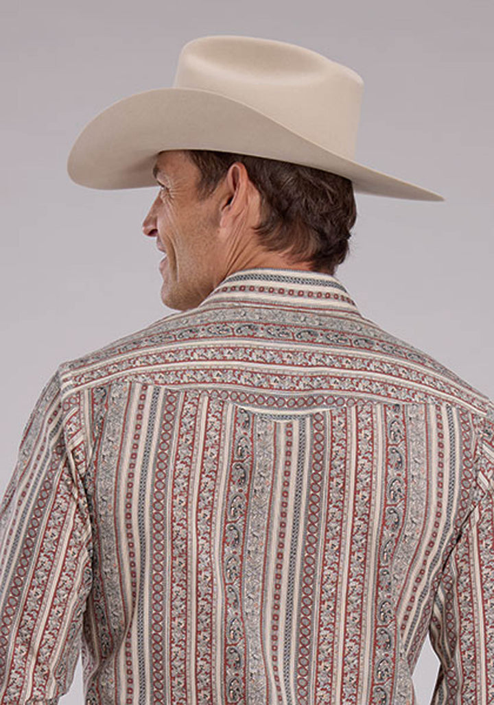 MENS LONG SLEEVE SNAP WALLPAPER PRINT WESTERN SHIRT