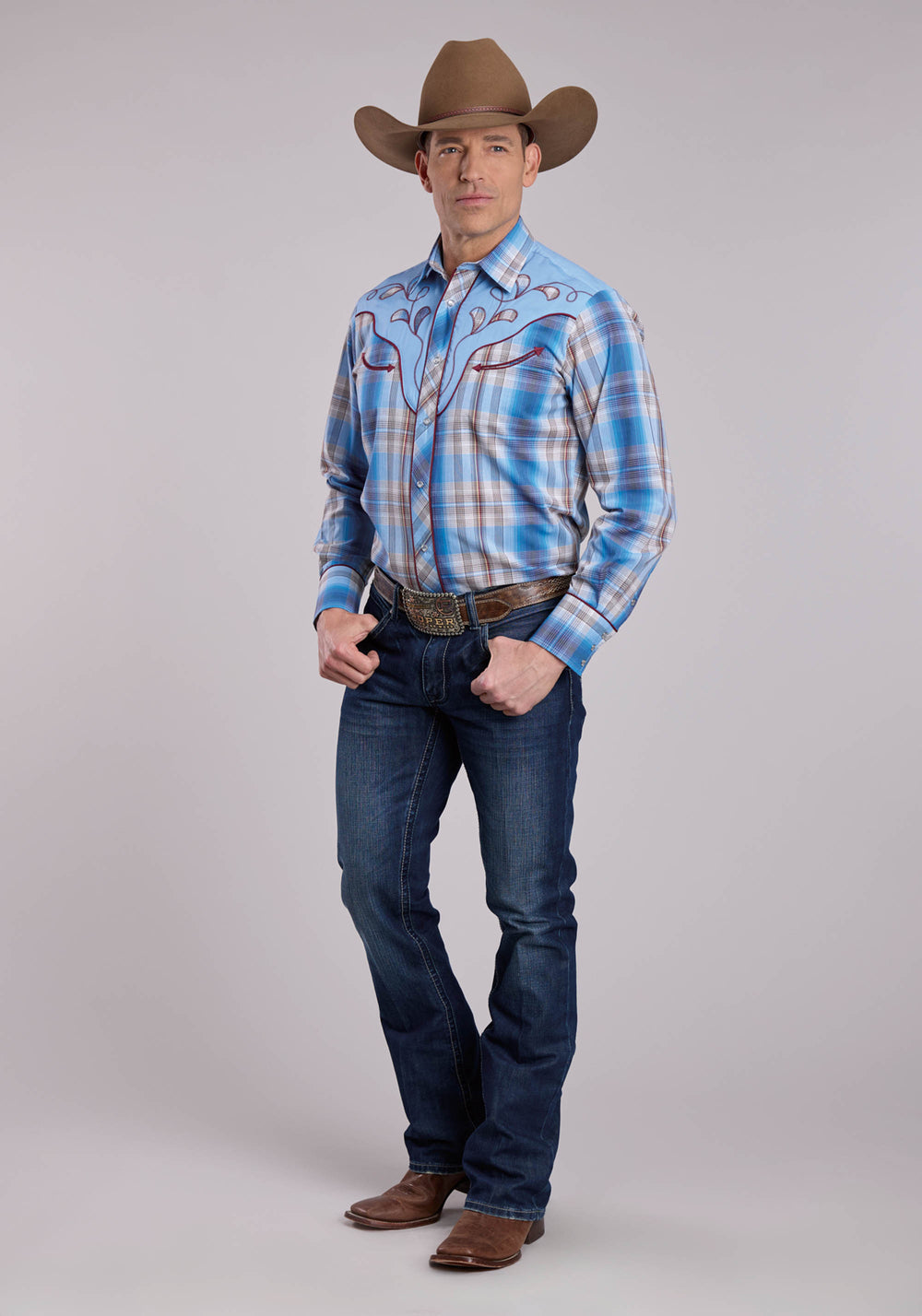 MENS ROPER MADRAS PLAID PLAID LONG SLEEVE SNAP SHIRT