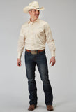 MENS LONG SLEEVE SNAP SOLID BROADCLOTH WARM ECRU WESTERN SHIRT