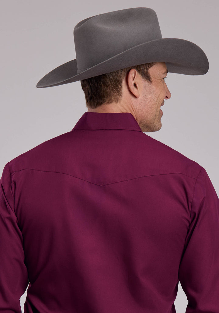 MENS ROPER SOLID COOL WINE WESTERN SHIRT