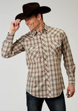 MENS LONG SLEEVE SNAP DESERT PLAID WESTERN SHIRT