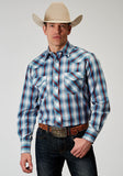 MENS LONG SLEEVE SNAP AMERICANA PLAID WESTERN SHIRT