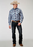 MENS LONG SLEEVE SNAP AMERICANA PLAID WESTERN SHIRT