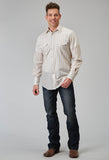 MENS LONG SLEEVE SNAP NEUTRAL STRIPE WESTERN SHIRT