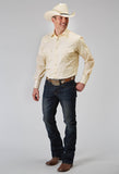 MENS LONG SLEEVE SNAP CREAM TONAL STRIPE WESTERN SHIRT