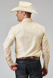 MENS LONG SLEEVE SNAP CREAM TONAL STRIPE WESTERN SHIRT