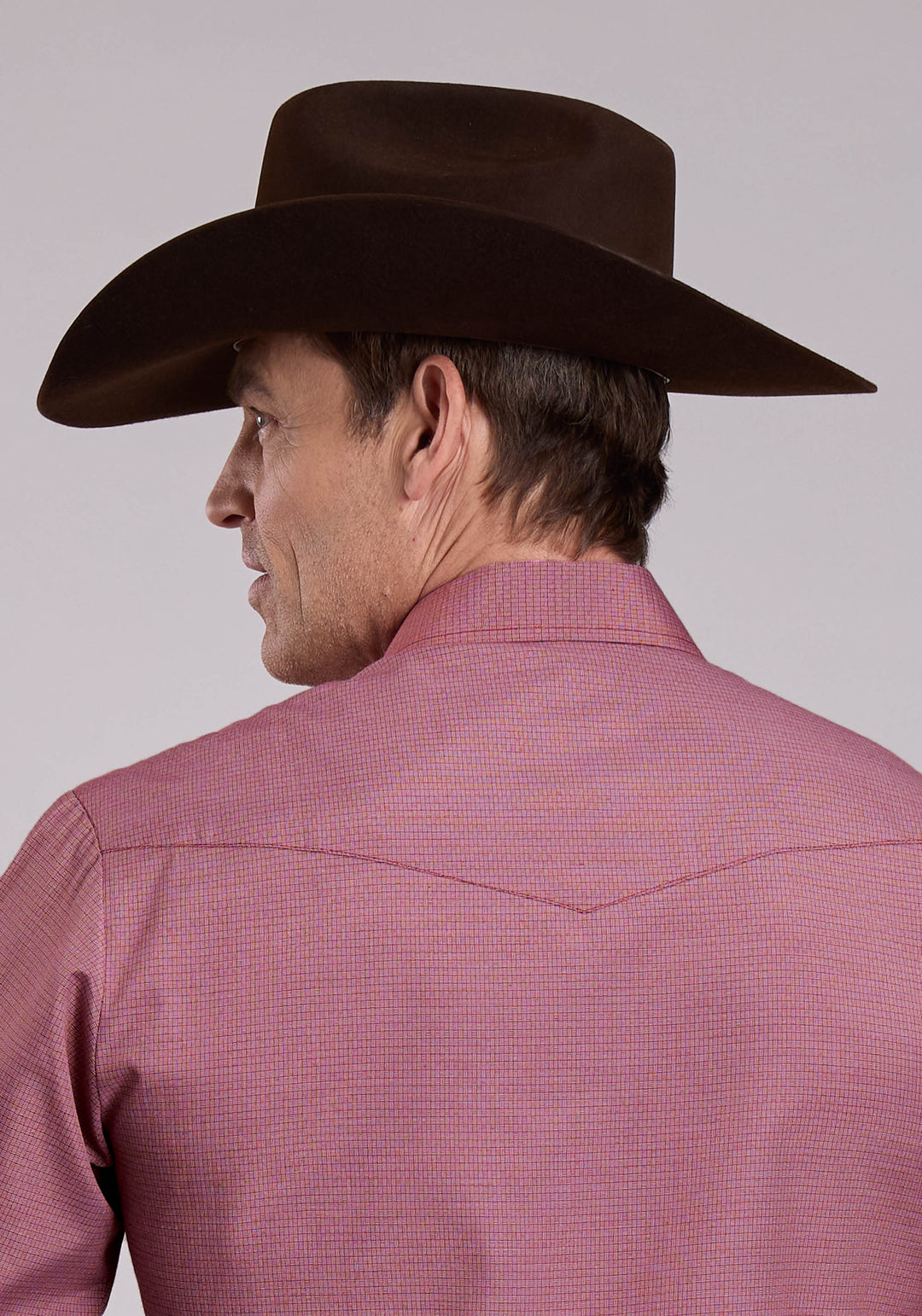 MENS LONG SLEEVE SNAP RED BASKET WEAVE WESTERN SHIRT