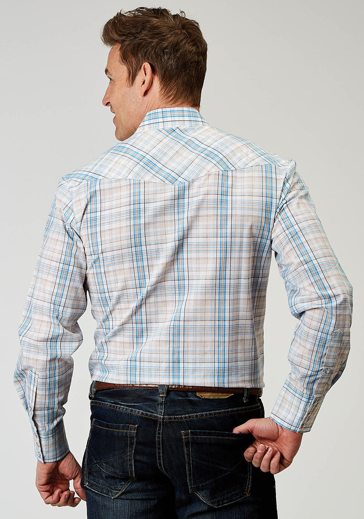 MENS LONG SLEEVE SNAP MULTI PLAID WESTERN SHIRT TALL FIT