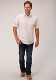 MENS SHORT SLEEVE SNAP WHITE AND RED FLORAL PRINT WESTERN SHIRT