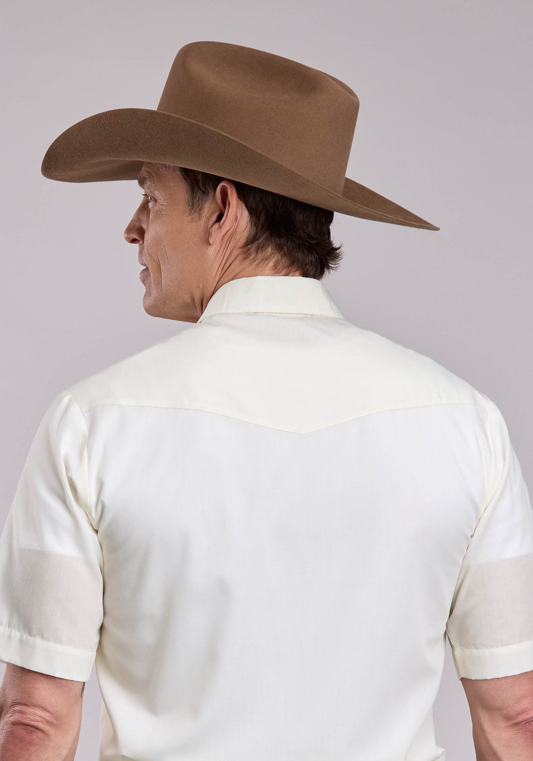 MENS ROPER SOLID WHITE SHORT SLEEVE SNAP SHIRT