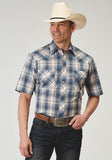 MENS SHORT SLEEVE SNAP MADRAS PLAID WESTERN SHIRT