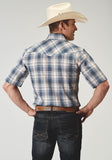 MENS SHORT SLEEVE SNAP MADRAS PLAID WESTERN SHIRT