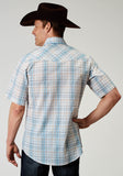 MENS SHORT SLEEVE SNAP MULTI PLAID WESTERN SHIRT