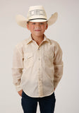 BOYS LONG SLEEVE SNAP CREAM DIAMOND PRINT WESTERN SHIRT