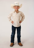 BOYS LONG SLEEVE SNAP CREAM DIAMOND PRINT WESTERN SHIRT