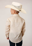 BOYS LONG SLEEVE SNAP CREAM DIAMOND PRINT WESTERN SHIRT