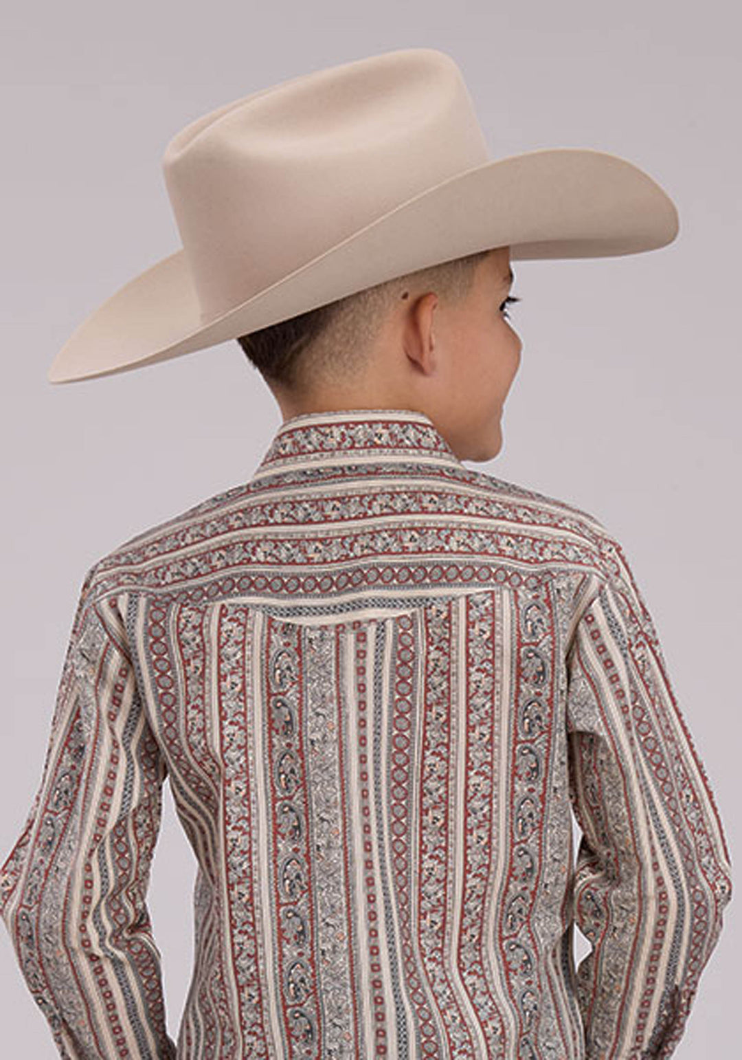 BOYS LONG SLEEVE SNAP WALLPAPER PRINT WESTERN SHIRT