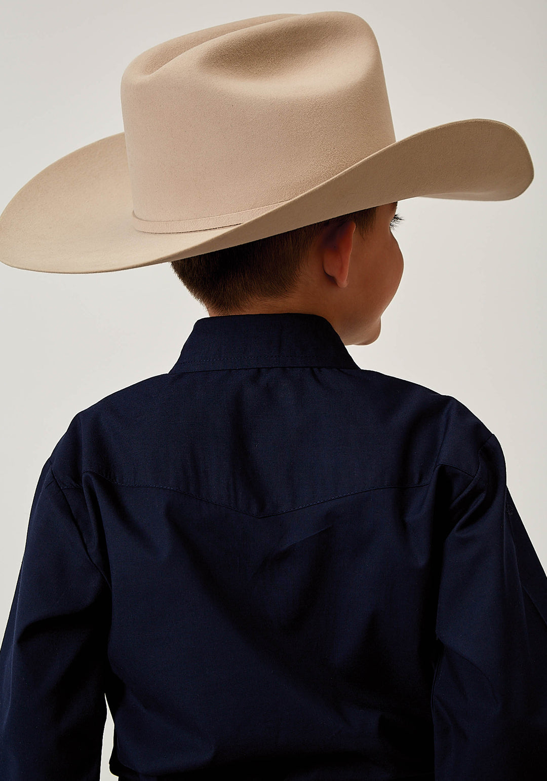 BOYS LONG SLEEVE SNAP SOLID BROADCLOTH DEEP NAVY WESTERN SHIRT