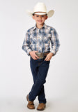 BOYS LONG SLEEVE SNAP MADRAS PLAID WESTERN SHIRT