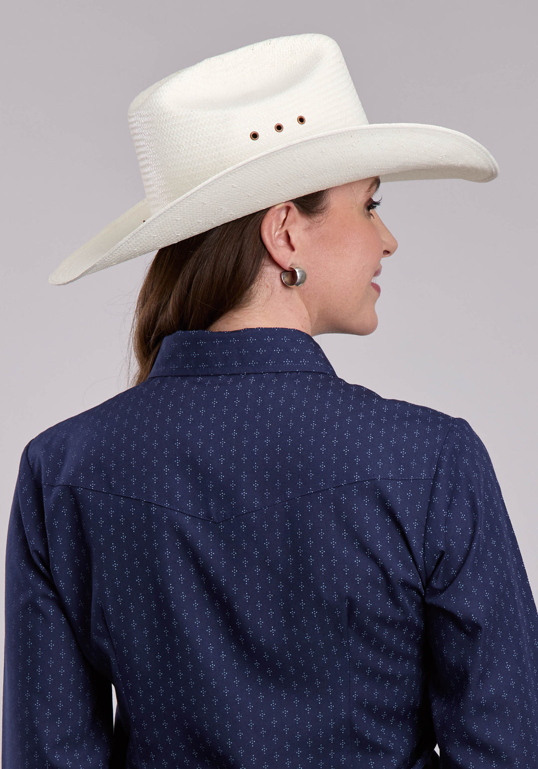 WOMENS ROPER DIAMOND DOTS PRINT LONG SLEEVE SNAP SHIRT