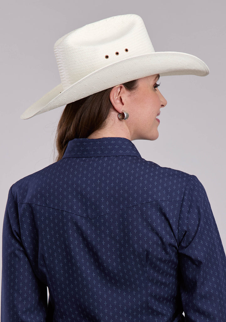 WOMENS ROPER DIAMOND DOTS PRINT LONG SLEEVE SNAP SHIRT
