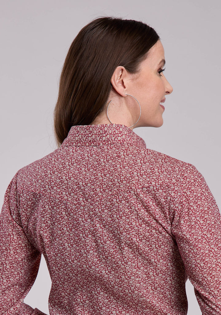 WOMENS ROPER RED FLORAL PRINT LONG SLEEVE SNAP SHIRT